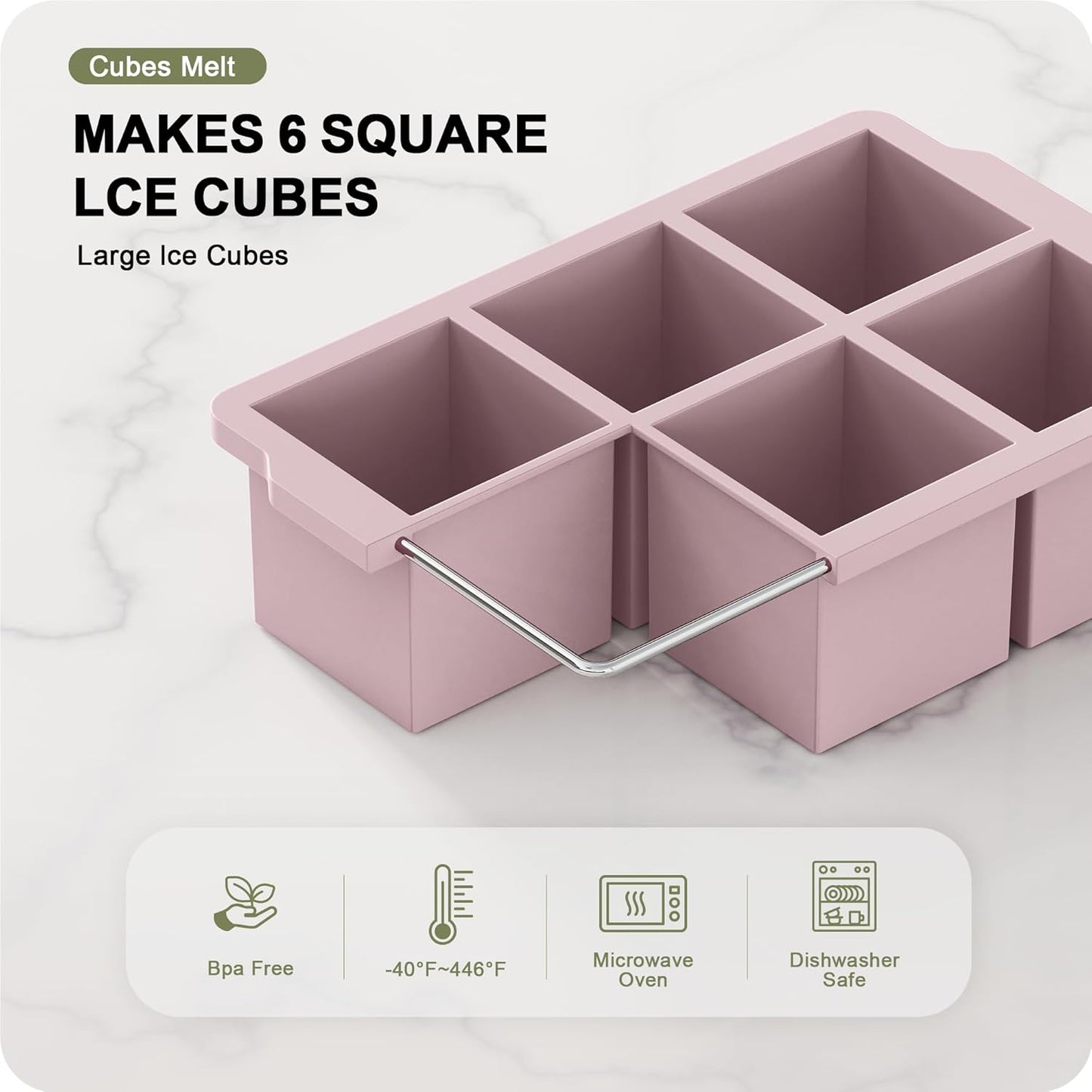 VLM 3 Packs Large Ice Cube Molds with Stackable Lid,Silicone Ice Cube Tray for Freezer,Big Square Ice Tray for Whiskey,Cocktails,Bourbon and Soups (Neutral)