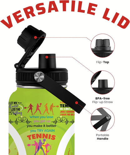 Pickleball Water Bottle 32oz Stainless Steel Insulated Vaccum with Lid, Pickleball Gifts for Pickleball Players, Pickleball Lovers, Women Girls Ladies