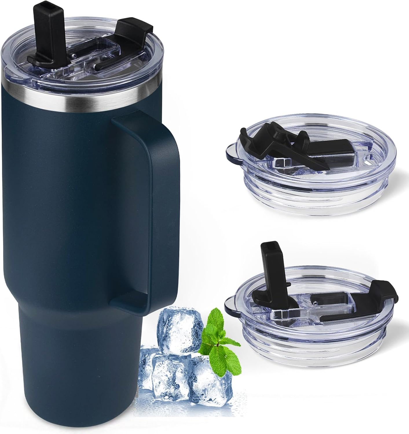 20 oz Tumbler with Handle, Stainless Steel Insulated Tumbler with Lid and Straw, Double Wall Vacuum Coffee Mug Tumbler, Insulated Coffee Thermal Cup for Cold and Hot (Light Purple)
