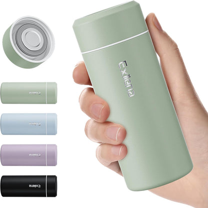 【Upgraded】Exllena Small Insulated Water Bottle 12 oz/350ml– Mini Insulated Water Bottle for Hot & Cold Drinks, Perfect Small Water Bottle for Travel, Purse...(Greyish Blue)