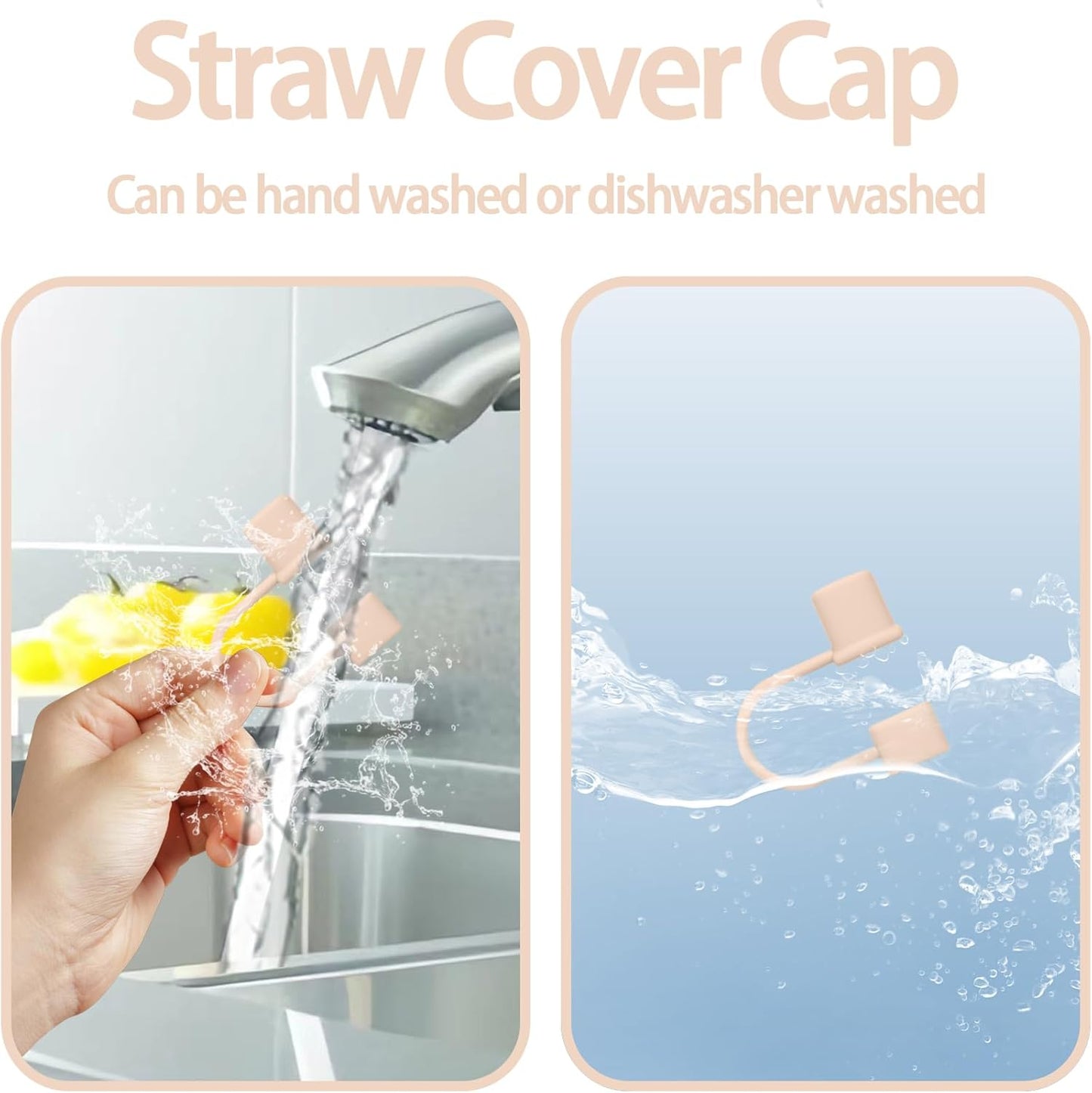 6PCS Silicone Straw Covers Cap Compatible with Stanley Cup 30-40 oz Tumbler with Handle 10mm Straw Toppers，Dust-Proof Reusable Straw Cover for Stanley Cup Accessories (Black)