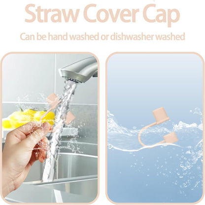 6PCS Silicone Straw Covers Cap Compatible with Stanley Cup 30-40 oz Tumbler with Handle 10mm Straw Toppers，Dust-Proof Reusable Straw Cover for Stanley Cup Accessories (Black)