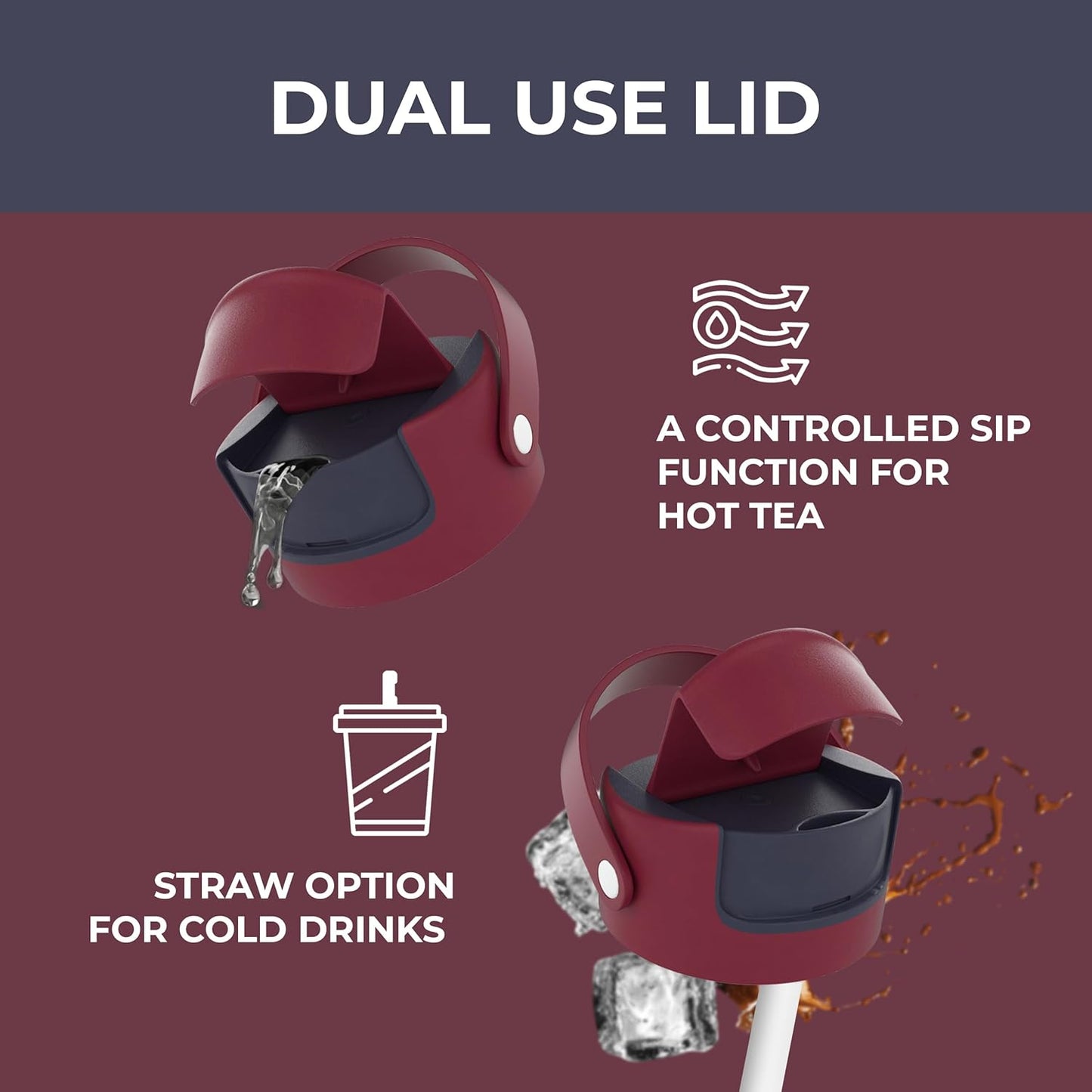 22 oz Ceramic Lined Tea Infuser Travel Tumbler, Micro-Mesh Stainless Steel Infuser, Pure Taste Ceramic Interior, Triple Insulated 12hr Hot Cold, Dual Sip & Straw Lid, Scratch-Resistant
