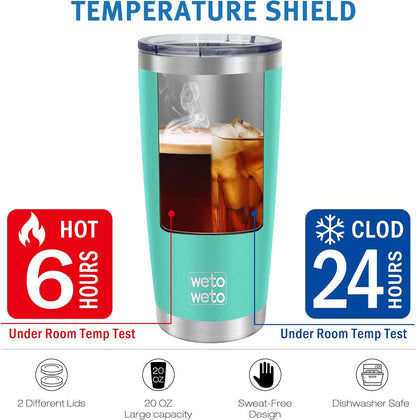 WETOWETO 20oz Tumbler, Stainless Steel Vacuum Insulated Coffee Travel Mug, Double Wall Powder Coated Insulated Coffee Mug Travel Mug with Lid Thermal Cup for Outdoor (Navy Blue, 1 Pack)