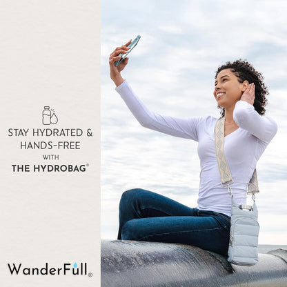 WanderFull Original HydroBag Fits Up to 32 oz Water Bottle Holder with Strap – Hands-Free Crossbody Water Bottle Carrier Bag with Phone Pocket - Colors A