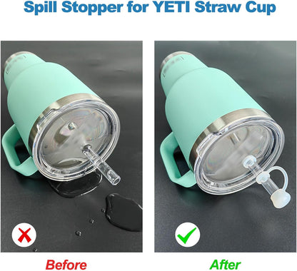 LUOLAO Silicone Spill Stopper Compatible with YETI Straw Cup, Mug Tumbler Accessories Including 2 Straw Cover Topper Cap, 2 Leak Proof Stopper