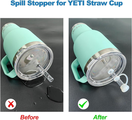 LUOLAO Silicone Spill Stopper Compatible with YETI Straw Cup, Mug Tumbler Accessories Including 2 Straw Cover Topper Cap, 2 Leak Proof Stopper