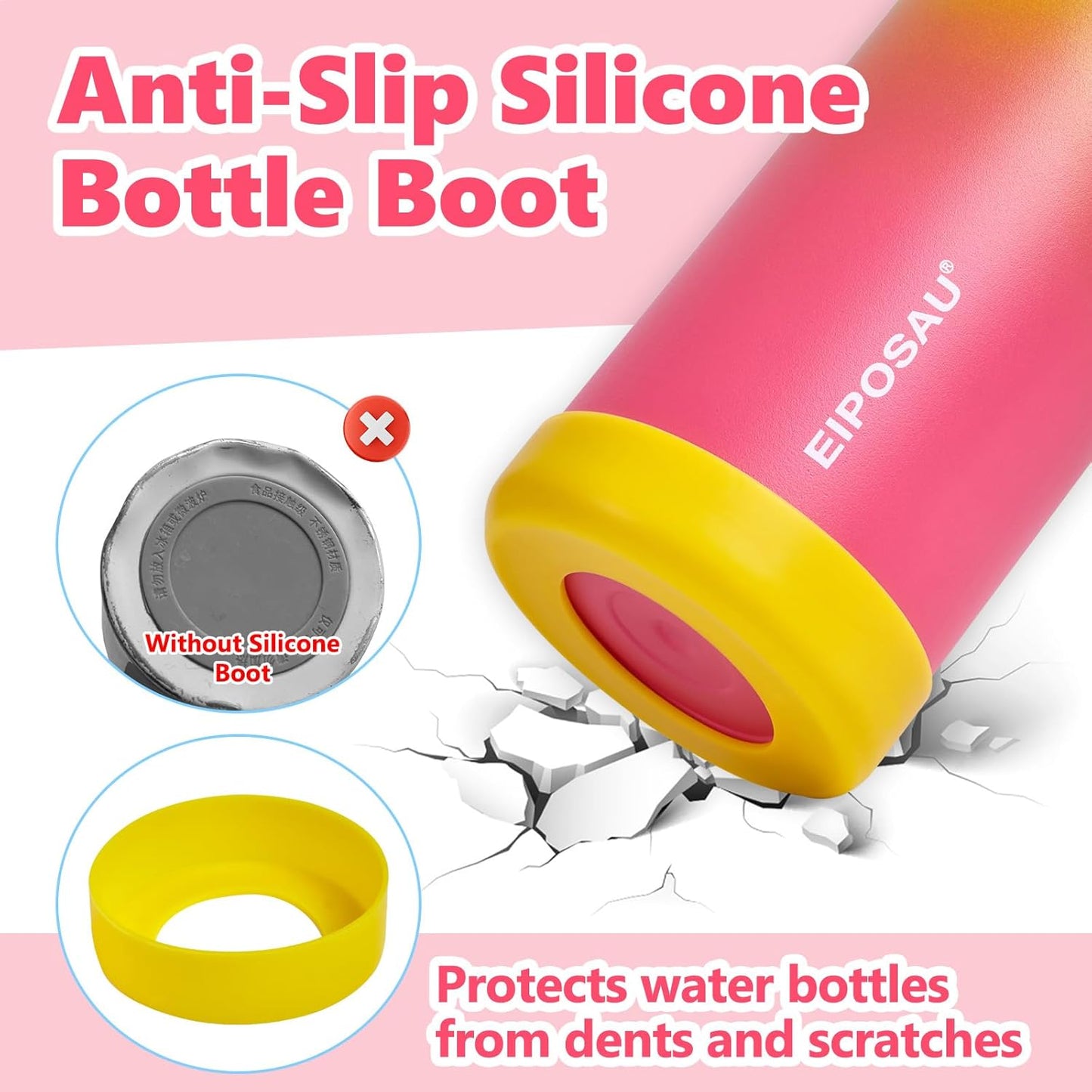 Insulated Water Bottle with Lid & Boot & Stickers, 24 oz Stainless Steel Sweat Free Bottle Keep Cold 24H, BPA-Free Sports Wide Mouth Water Bottle, BlueBlack
