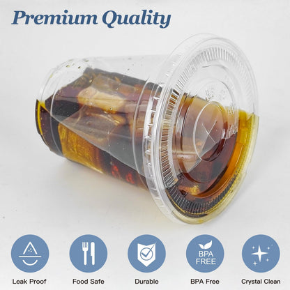 Charmount 24 oz Clear Plastic Cups with Lids and Straws, 100 Sets Disposable To Go Cups for Cold Drinks, Iced Coffee, Coffee Bar Accessories, Smoothies