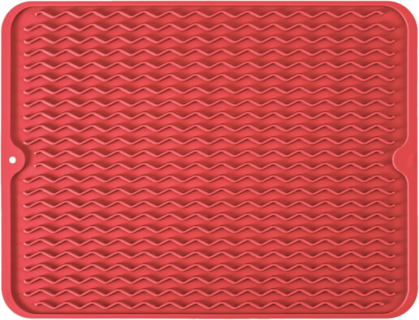 Silicone Dish Drying Mat, Non-Slip Easy Clean Sink Mat Large Heat-resistant Dish Drainer Mat for Kitchen Counter, Sink, Refrigerator or Drawer liner (12" x 6", BLACK)