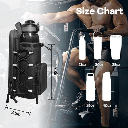 JACZZO Magnetic Gym Bag for Men and Women, Magnetic Water Bottle Holder for Gym, Small Gym Bag, Gym Gifts for Women and Men (Black, <40 OZ)