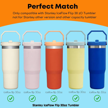 ALINK Stainless Steel Straws Compatible with Stanley Iceflow 30oz Flip Tumbler, 6 Pack Reusable Metal Straws for Stanley Ice Flow 30oz Cup Lid Only, Plus Straw Brush