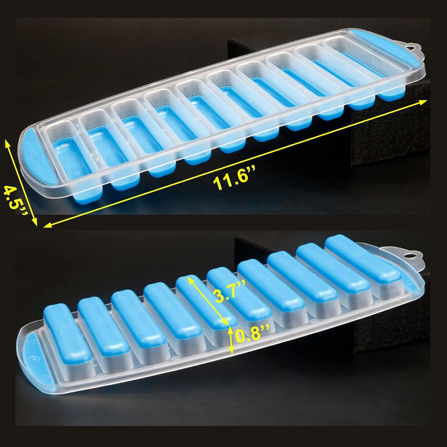 Medsuo Ice Cube Tray Bottle Ice Stick Trays Bottom Silicone Easy Release Reusable Long Ice Cube with No Spill Removable Lid Ideal for Sports and Water Bottles Jugs Whiskey Cocktail - Blue