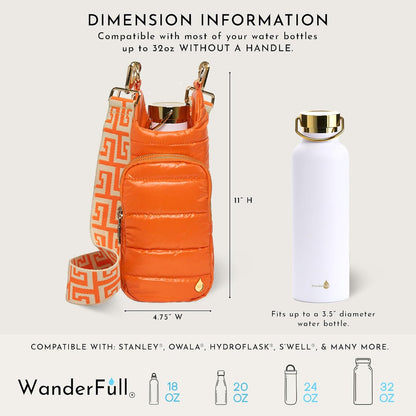 WanderFull Original HydroBag Fits Up to 32 oz Water Bottle Holder with Strap – Hands-Free Crossbody Water Bottle Carrier Bag with Phone Pocket - Colors A