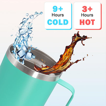 20 oz Tumbler with Handle and Lid, Stainless Steel Tumbler Insulated Travel Coffee Mug, Spill Proof Double Wall Vacuum Tumbler Cup Keep Drink Hot & Cold,White, 1 Pack