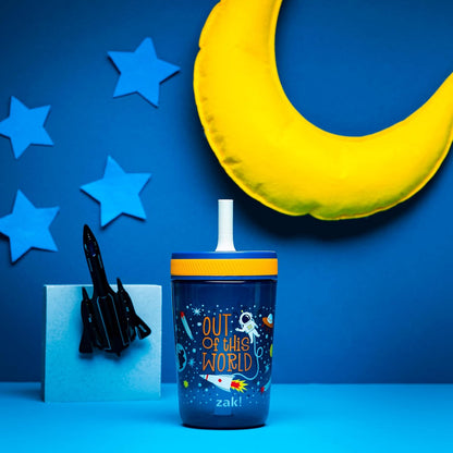 Zak Designs 15oz Bluey Kelso Tumbler Set, Leak-Proof Screw-On Lid with Straw Made of Durable Plastic and Silicone, Perfect Bundle for Kids, 2 Count (Pack of 1) - Colors A