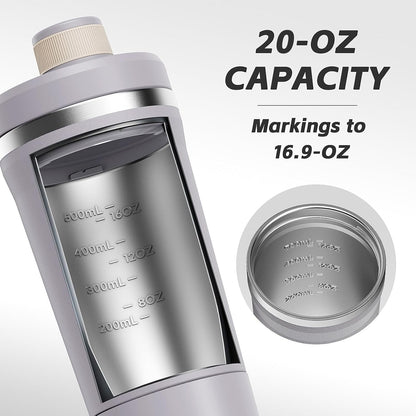 PROCHAIN Insulated Stainless Steel Shaker Bottle, Metal Shaker Cup for Protein Shakes with Storage, Leak-Proof Twist Lock Lid, Perfect for Gym Sports, 20 oz
