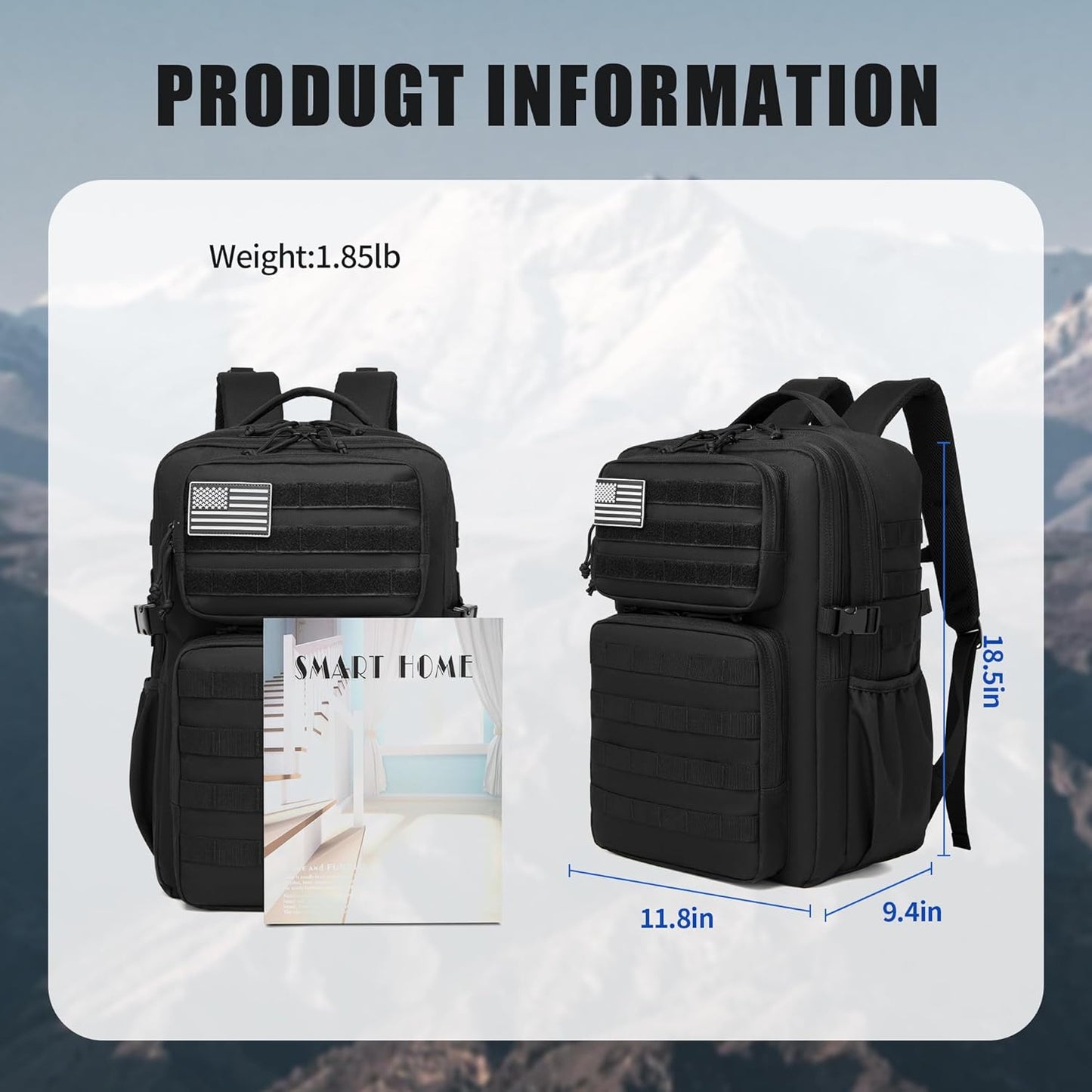 Wotony Military Tactical Backpack for Men Waterproof Daypack 3 Day Assault Pack Molle Bag with Water Bottle Holder