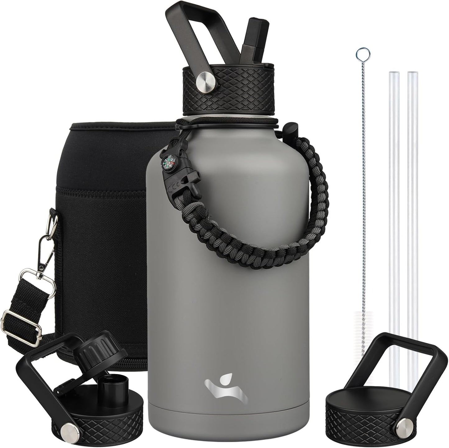 Konokyo 22oz Stainless Steel Bottles with 3 Lids Sport Insulated Water Bottle,Mint