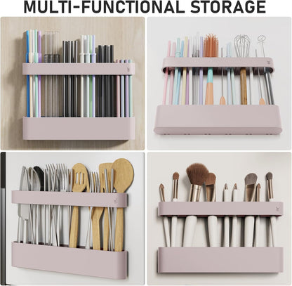 ABLY Straw Holder, reusable straw storage rack, suitable for kitchen walls, counters, cabinet doors, refrigerator doors, etc (Dark blue)