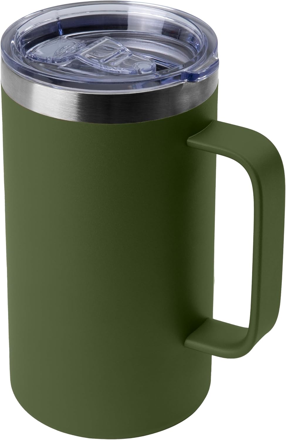 DOMICARE 24oz Mug with Handle and Lid, Stainless Steel Coffee Mug, Reusable Insulated Cup, Travel Mug with Handle, Double Wall Vacuum Coffee Tumbler for Men and Women, Black, Pack 1