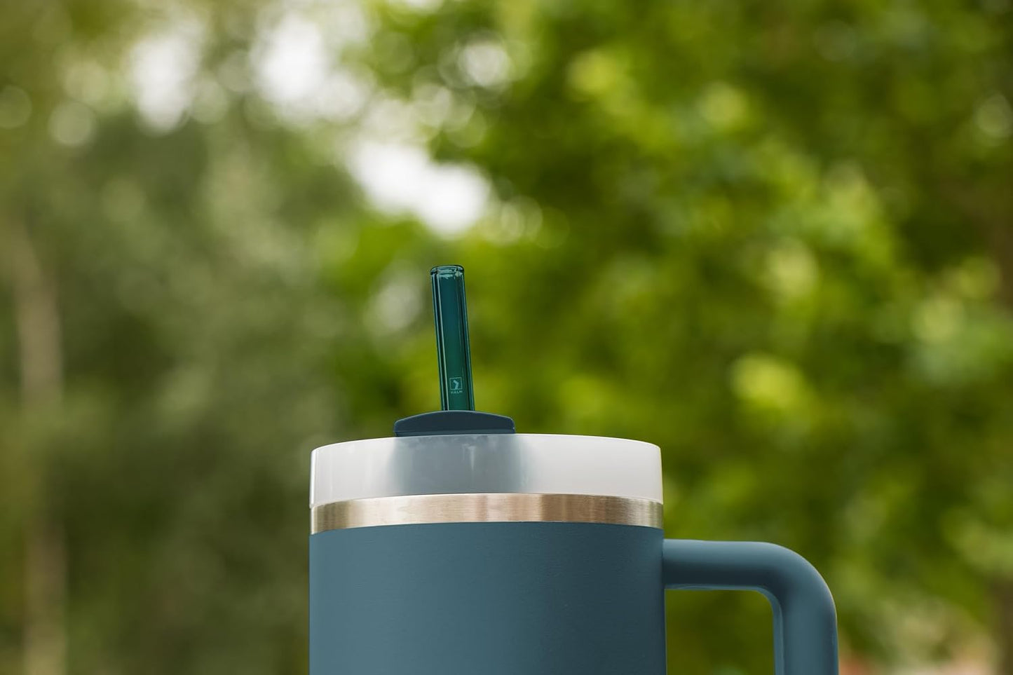Halm Glass Straws - 6 Long 12 inch Bent Stanley Cup Replacement Drinking Straws + Plastic-Free Cleaning Brush - Perfect for Bottles & Quencher - Made in Germany - Dishwasher Safe - Eco-Friendly