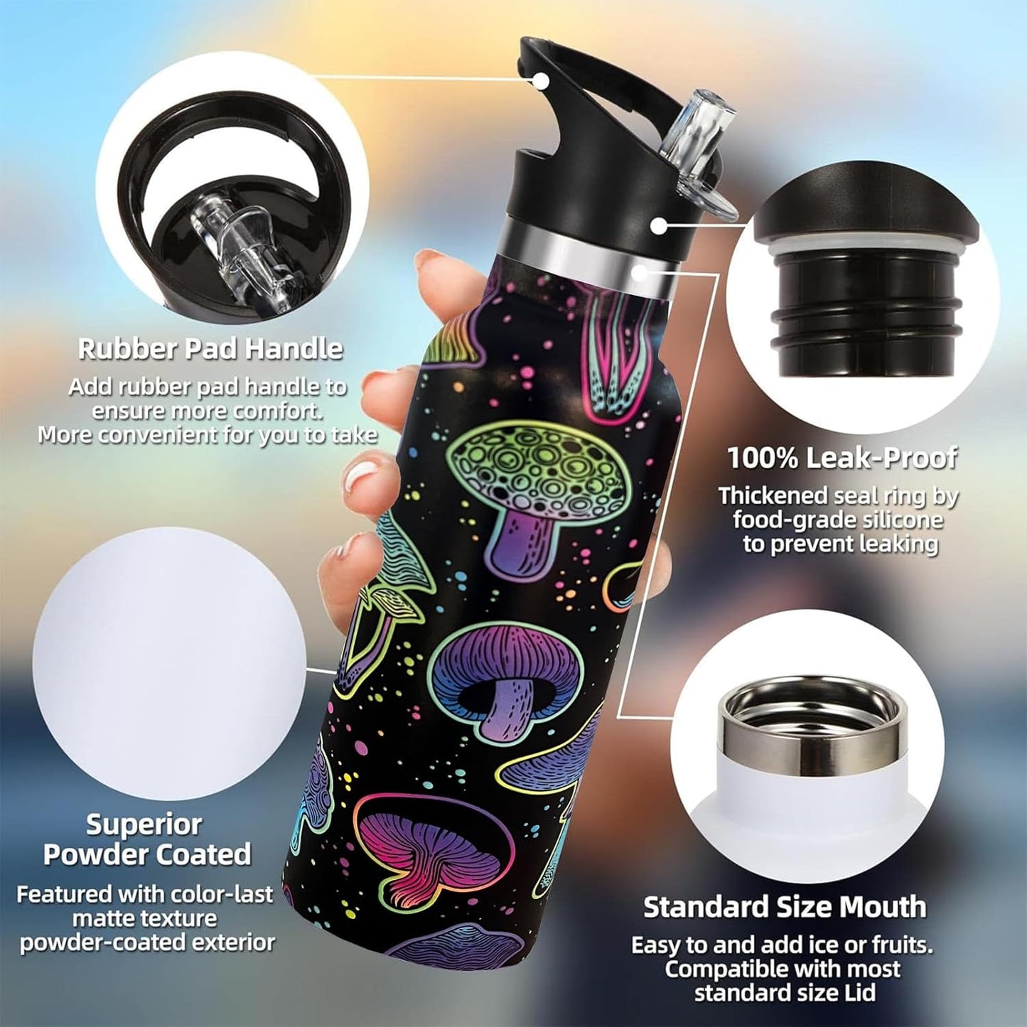 Pickleball Gifts,Pickle Water Bottle with Straw Lid Insulated Stainless Steel Travel Mugs for Sport Gym Outdoor 20oz
