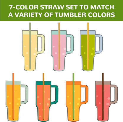 Tomorotec 15PCS Reusable Silicone Drinking Straws w/ 2 Brushes, Fit for Stanley Tumbler 40oz 30oz 20oz, 12" Long Customizable for Various Drinkware, Dishwasher Safe, BPA-Free, Safe for Teeth (Macaron)