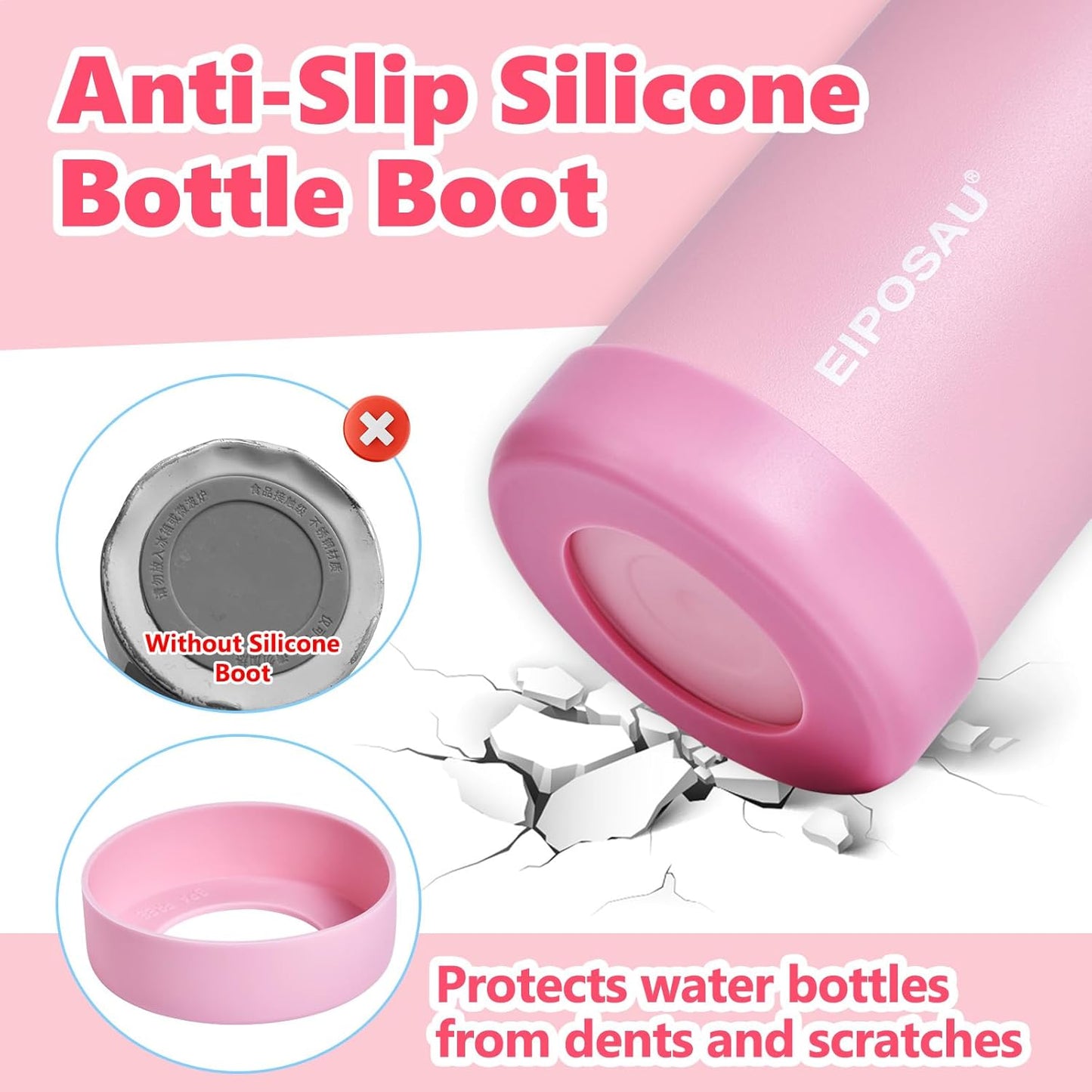 Insulated Water Bottle with Lid & Boot & Stickers, 24 oz Stainless Steel Sweat Free Bottle Keep Cold 24H, BPA-Free Sports Wide Mouth Water Bottle, BlueBlack