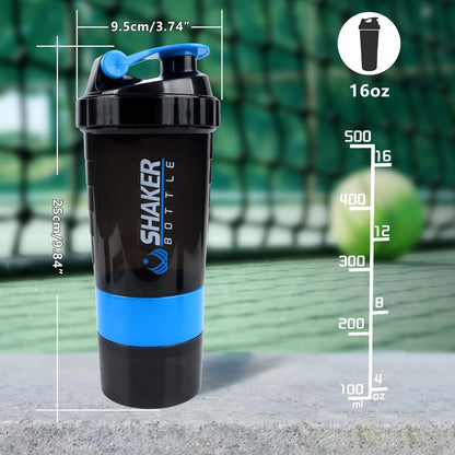 XTK Shaker Bottle 16OZ Protein Shaker Bottles with Mix Ball Sports Water Bottle Leak Proof GYM Cup for Protein Mixes with Powder Storage & Pill Organizer, Ideal for Pre Workout,BPA Free(black)