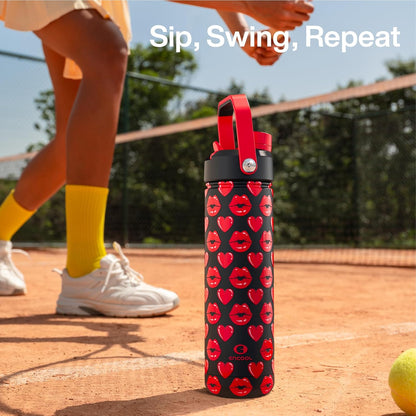 ENCOOL Insulated Water Bottle with Straw Stainless Steel Water Bottle, Leak-Proof, BPA-Free, Double Wall Vacuum Keeps Cold for 24 Hours for Sports, Travel, School (26 oz, Cotton Candy) - Colors B