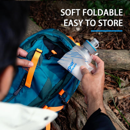 Water Filter Survival - Collapsible Water Bottle with Filter 0.01 Micron Squeeze Filtered Water Bottle 22oz for Hiking Backpacking Camping BPA-Free(White 650ml)