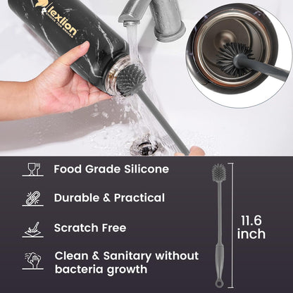 Lexlion Tea Infuser Water Bottle 32 Oz – Triple Wall Insulated Stainless Steel, Loose Leaf & Fruit Strainer, 3 Leakproof Lids, BPA-Free Silicone Sleeve, Reusable Thermal Mug