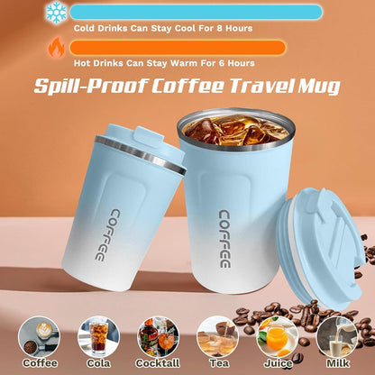 SPLMIFA Travel Coffee Mug Leak-Proof, Reusable Coffee Cups with Lids, Stainless Steel Vacuum Insulated Coffee Tumblers, Thermal Insulation Cup for Men and Women Hot & Cold Drinks(2nd-Green Pink, 12OZ)
