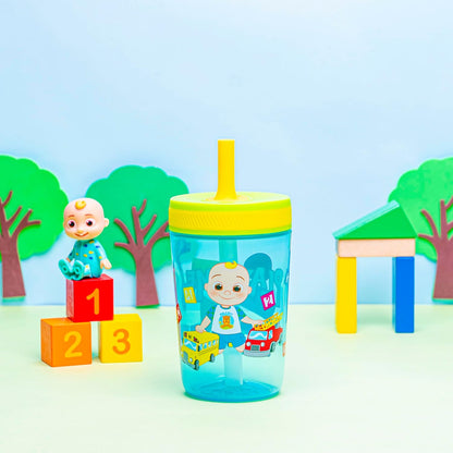 Zak Designs 15oz Bluey Kelso Tumbler Set, Leak-Proof Screw-On Lid with Straw Made of Durable Plastic and Silicone, Perfect Bundle for Kids, 2 Count (Pack of 1) - Colors A