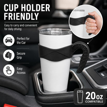 Hyturtle 1Pcs Stylish and Functional Black Tumbler Handle Fits Only For 20 OZ YETI Tumbler - Secure Grip, Lightweight, Dishwasher Safe - Ideal for Travel and Outdoor Activities - BPA Free