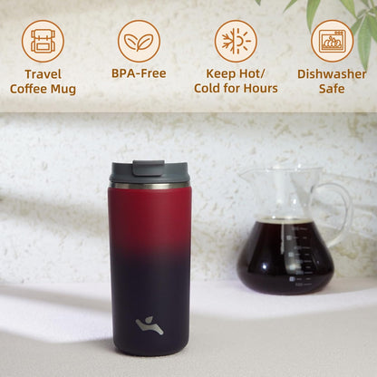 Konokyo Tumbler with Lid, 16 oz Travel Coffee Mug Double Wall Vacuum Stainless Steel Thermal Metal Cup Insulated Water Bottle,Navy Blue