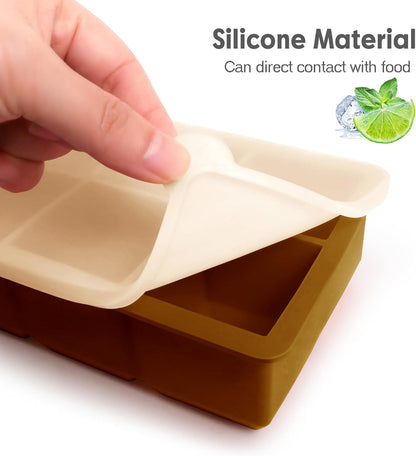 Excnorm Silicone Ice Cube Trays 3 Pack - Large Size Silicone Ice Cube Molds with Leak Proof Removable Lid Square Ice Cube Tray And BPA Free for Cocktail,Whiskey, Stackable Flexible Ice