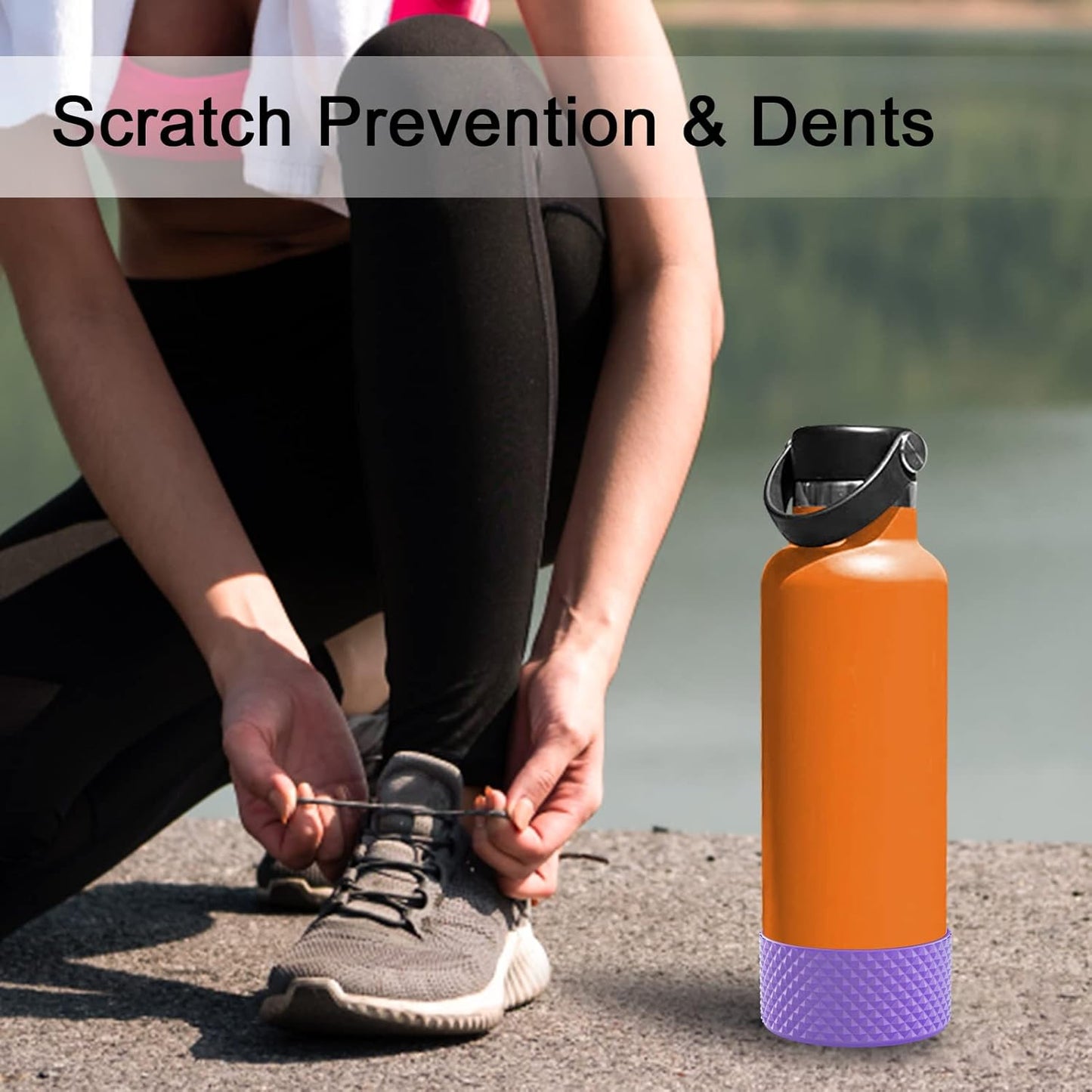 WUQID Water Bottle Boot, Diamond Silicone Boot Compatible with Stanleyy Tumbler 20-40oz & Hydroo Flask Bottle 12oz-24oz, Reduces Dents Sleeve Cover for More Bottles/Tumblers Bottom of 2.83-2.95in