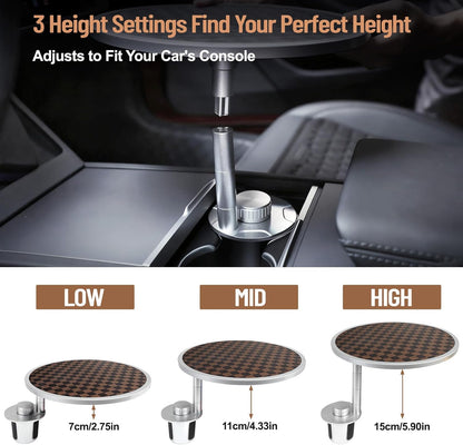 Car Tray Table & Car Desk for Laptop with 2 Risers and Anti-Slip Pad, 360° Rotating Cup Holder for Working and Eating Compatible with Tesla Model 3/Y/S, Ford F150/Explorer/Maverick & Most Vehicles/EV