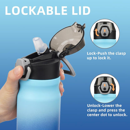 Konokyo 18 oz Insulated Water Bottle with Straw Lid, Stainless Steel Vacuum Sports Water Bottle, Leak-Proof Reusable Metal Flask with Carry Loop, BPA-Free Travel Bottle for Gym, School, Office