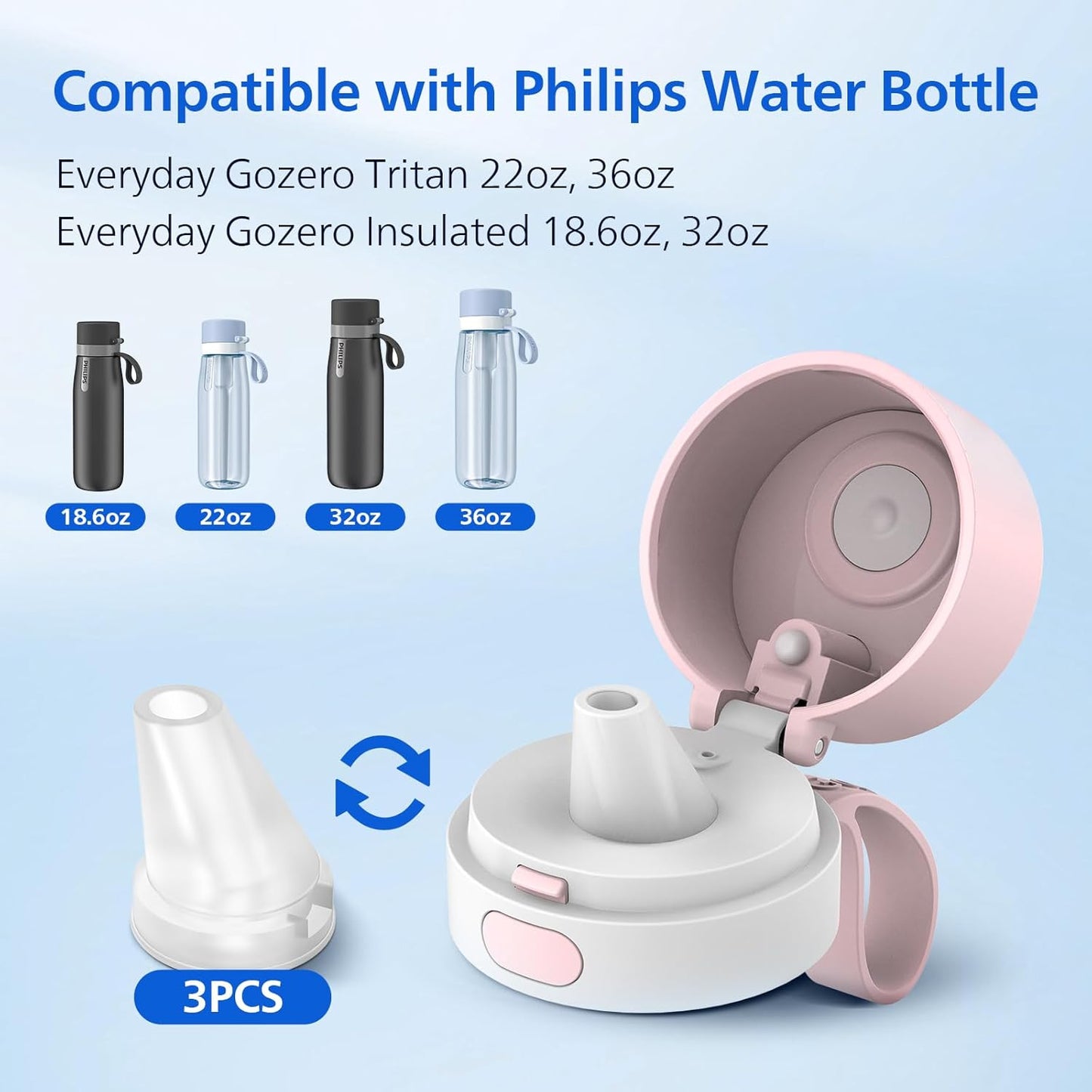 PHILIPS Water Bottle with Filter, Filter Water Bottle Stainless Steel with GoZero Everyday BPA-Free Tap Water Filter, Water Filter Bottle Keep Drink Cold 24 Hours, 1 Filter for 40 gal / 2 Months