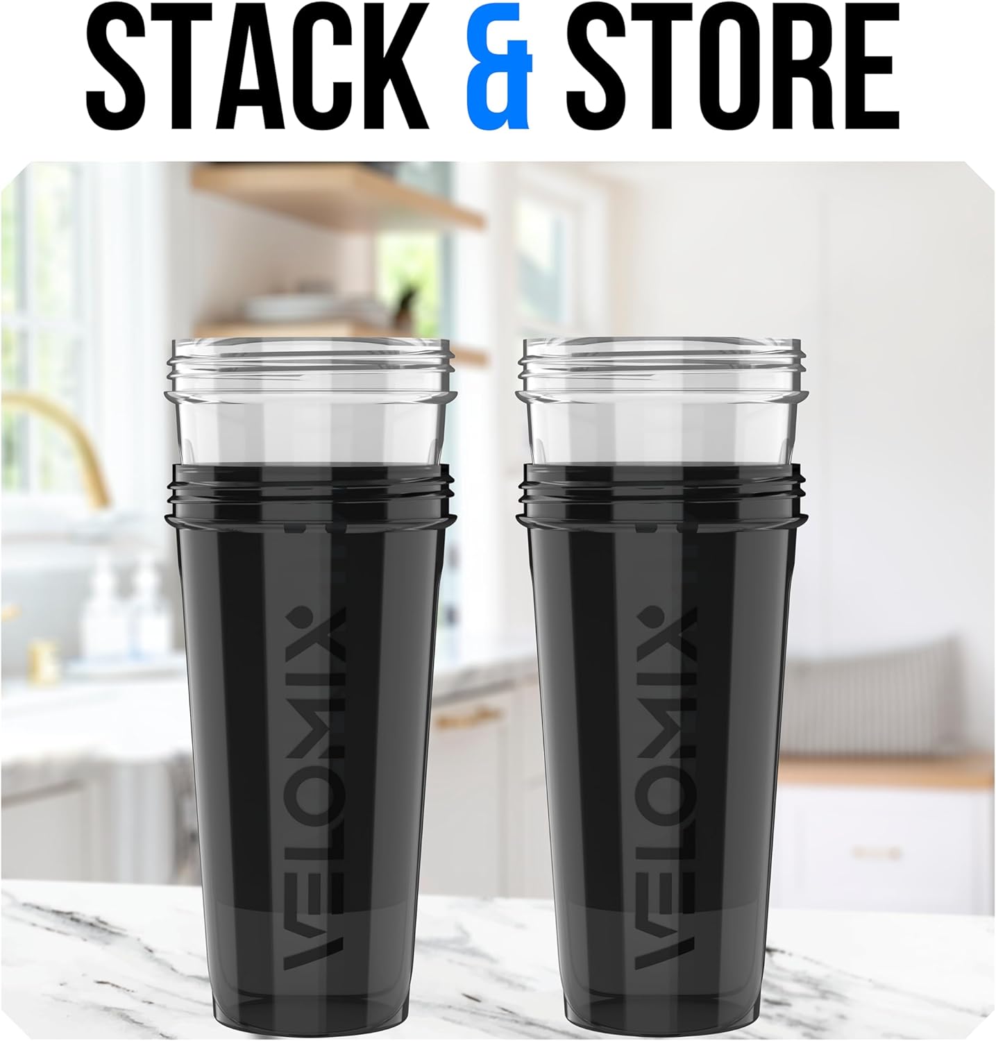 VELOMIX -4 Pack- 28 oz Protein Shaker Bottles for Protein Mixes - 4x Wire Whisk | Leak Proof Shaker Cups for Protein Shakes | Stackable Protein Shaker Bottle Pack (A1) Silver Aurora