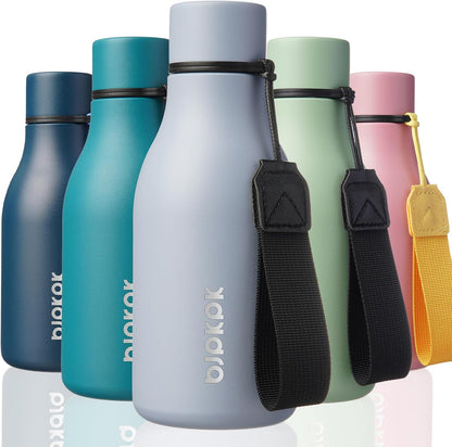 BJPKPK Insulated Water Bottles, 18 oz Stainless Steel Metal Water Bottle with Strap, BPA Free Leak Proof Jugs, Mugs, Flasks, Reusable Thermal Flasks for Sports & Travel, Black - Colors B