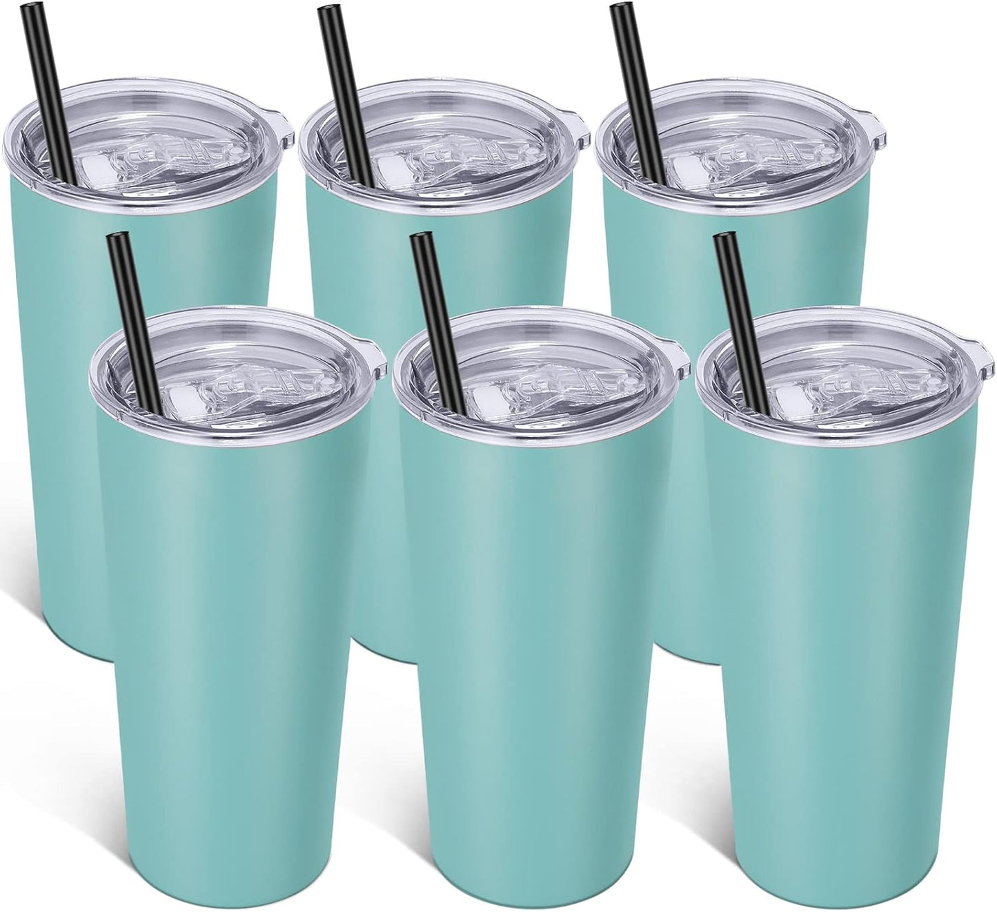 VEGOND 20oz Tumbler Bulk with Lid and Straw 1 Pack, Stainless Steel Vacuum Insulated Tumbler, Double Wall Coffee Cup Travel Mug, River Green