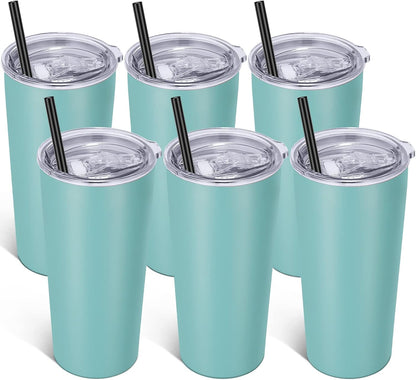 VEGOND 20oz Tumbler Bulk with Lid and Straw 1 Pack, Stainless Steel Vacuum Insulated Tumbler, Double Wall Coffee Cup Travel Mug, River Green