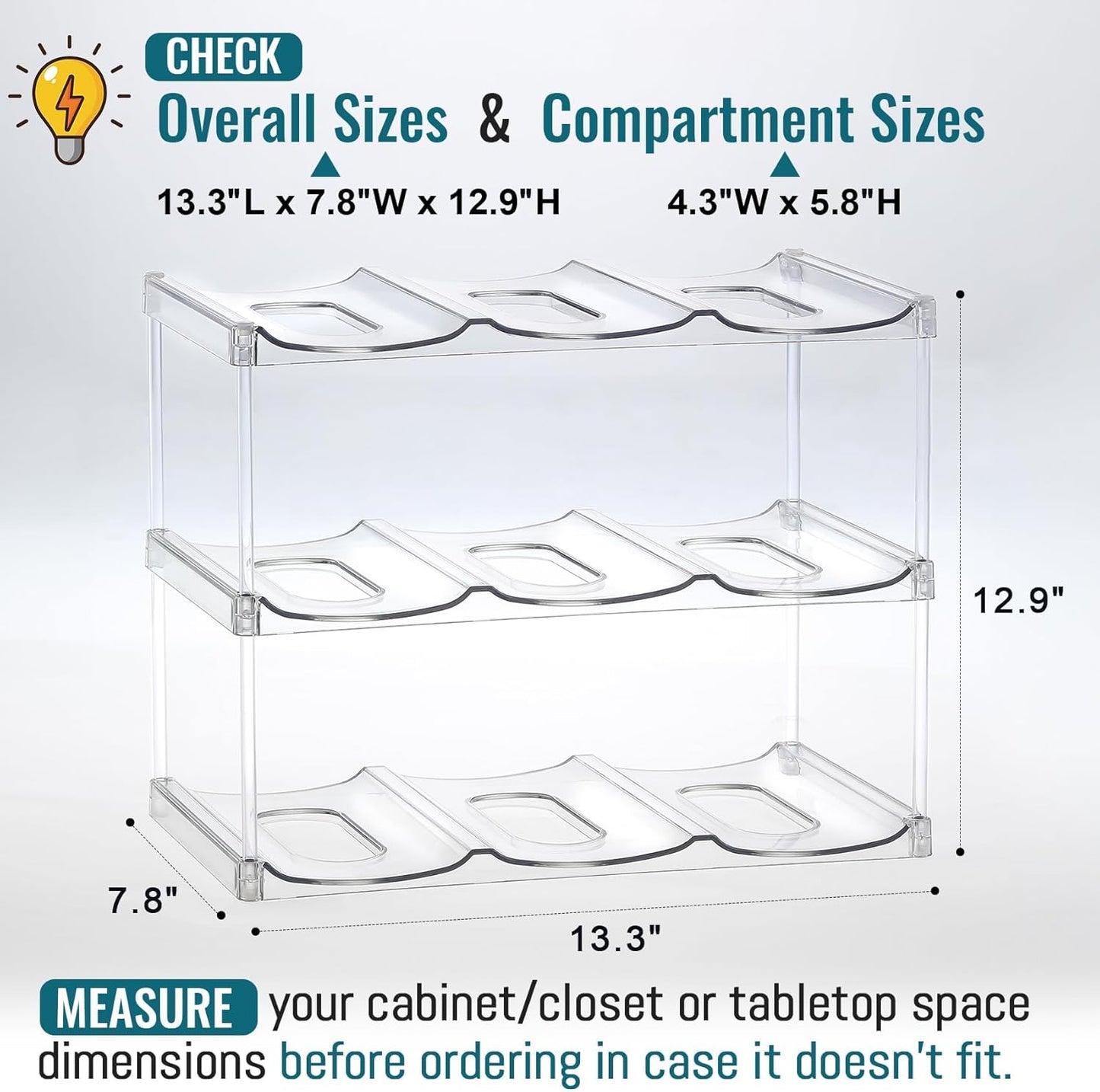 Design for Stanley 40 OZ & Large Bottles & Tumblers with Handle - Acrylic Water Bottle Organizer - Stackable Clear Wine Rack Cup Holder for Home Kitchen Pantry Shelf Countertop Cabinet, 4 Tier Hold 16
