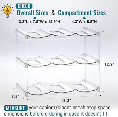 Design for Stanley 40 OZ & Large Bottles & Tumblers with Handle - Acrylic Water Bottle Organizer - Stackable Clear Wine Rack Cup Holder for Home Kitchen Pantry Shelf Countertop Cabinet, 4 Tier Hold 16