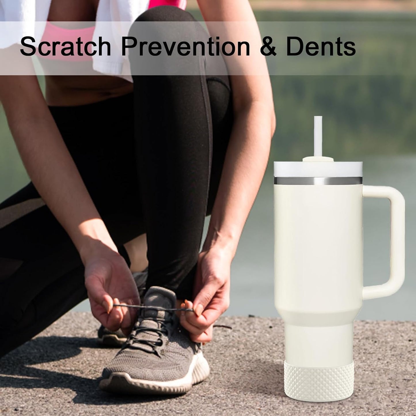 WUQID Water Bottle Boot, Diamond Silicone Boot Compatible with Stanleyy Tumbler 20-40oz & Hydroo Flask Bottle 12oz-24oz, Reduces Dents Sleeve Cover for More Bottles/Tumblers Bottom of 2.83-2.95in