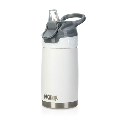 Nuby Thirsty Kids No Spill Flip-It Reflex Stainless Steel Travel Cup or Water Bottle - 10 Oz - 18+ Months - Blue - Back to School Essentials